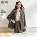 香影老钱风咖色西装外套女2026秋季新款含羊毛单排扣通勤正肩西服 咖色 M 160/84A/95-110斤