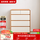全友家居 原木奶油风斗柜卧室床尾柜客厅家用抽屉式收纳储物置物柜子