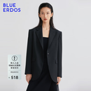 BLUE ERDOS西装女气质通勤职场羊毛混纺黑色休闲西服外套B235J1025 黑 S (160)