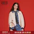 Teenie Weenie小熊女装棉服秋时尚舒适撞色云感牛仔拼接假两件外套 卡其色 L 170