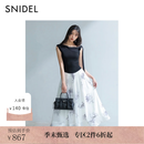 SNIDEL连衣裙女26春夏新品优雅斜肩无袖针织拼接印花长裙SWNO262032 黑色 S (0)