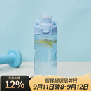 乐扣乐扣（LOCK&LOCK）人鱼线塑料运动水杯夏天便携水壶带刻度提手男女水杯子520ML蓝色