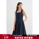独束大码女装【线雕裙】牛仔连衣裙夏季莱赛尔天丝透气显瘦背心裙 牛仔蓝-无袖短款 XL （尺码：3）