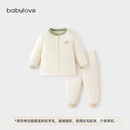 babylove【清仓】宝宝套装秋冬护肚恒温保暖薄夹棉婴儿家居服棉服 翠微绿 90