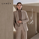 LANCY【宋佳同款丨羊毛】LANCY/朗姿2026冬新款职业干练收腰西装外套女 烟灰色 2XL