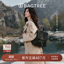 BAGTREE【朱珠同款】包包树无拘双肩包 羊皮大容量电脑包上班通勤背包 烟黑色
