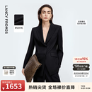 朗姿【精英衣橱】戗驳领收腰通勤西装高级感轻职场时尚西服秋季新款 黑色2 L
