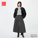 优衣库打褶裙裤常规款女装男装休闲裤裤子489190 08 深灰色 M