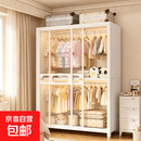 钢制衣柜推拉门家用卧室小户型出租房儿童衣服储物柜防尘收纳衣橱 推拉门双挂【长80宽50高185】全密封防尘防潮