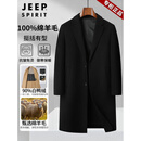 JEEP SPIRIT100%纯羊毛双面呢大衣男士秋冬季新款高级可拆卸羽绒马甲毛呢外套 黑色 100%全羊毛【90白鸭绒内胆】 XL 建议【130-155斤】