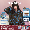 ROSYDOEDIAN不好意思系列 波点情侣款家居服家居裙可外穿翻领睡衣长袖 家居服 S