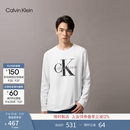Calvin KleinJeans【正肩百搭】春秋男女情侣通勤ck印花打底圆领长袖T恤上衣 YAF-月光白 S