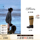 73Hours辛芷蕾同款女鞋追日落2026冬季新款游牧风西部靴显瘦骑士长靴 黑杏 37