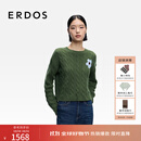 ERDOS 秋冬圆领花朵提花绞花针织衫女套衫羊绒衫 军绿 M 165/84A