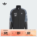 adidas赛车风宽松梭织立领运动夹克早秋薄外套男阿迪达斯三叶草   黑色/灰/白   XL