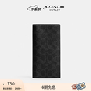蔻驰（COACH）奥莱男士经典标志胸袋钱包折叠身份证件银行卡包 黑色 Signature