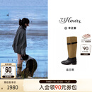 73Hours辛芷蕾同款女鞋追日落2026冬季新款游牧风西部靴显瘦骑士长靴 黑杏 37