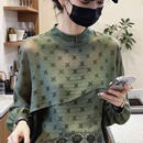 【新款上市】蕾丝拼接上衣女秋冬款不显肚子薄款打底衫长袖LTP64 绿色【升级款】 XL 【110-120斤】