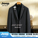 JEEP SPIRIT商务高端品牌羊绒男开衫秋冬2026新款休闲百搭男士外套 黑色【专柜正品】 M 适合100-125斤
