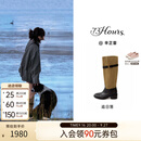 73Hours辛芷蕾同款女鞋追日落2026冬季新款游牧风西部靴显瘦骑士长靴 黑杏 37