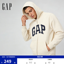GAP男女装碳素磨毛字母logo连帽抓绒卫衣上衣609115 米色 M (170/92A)亚洲尺码