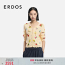 ERDOS 26早春圆领立体钩花装饰提花针织外套甜美女开衫羊绒衫 玉米黄 S 160/80A
