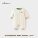 babylove【清仓】婴儿连体衣秋冬季衣服宝宝恒温保暖薄夹棉哈衣棉服 翠微绿 73cm
