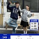 盖璞Gap男女装2026秋新品logo胶印抓绒连帽开衫宽松卫衣1SS623907 灰色 S (165/88A)亚洲尺码