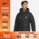 耐克（NIKE）男子印花拉链口袋短款冬季连帽保暖防风夹克运动羽绒服 DV1132-010 L