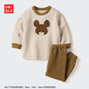 优衣库婴幼儿绘本合作系列压线睡衣/长袖小熊学校宝宝UT486448 34 驼色 100