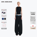 ANN ANDELMAN【王玉雯同款】官方直营 牛仔腰头拼接西裤直筒长裤 黑色 XS