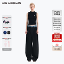 ANN ANDELMAN【王玉雯同款】官方直营 牛仔腰头拼接西裤直筒长裤 黑色 XS