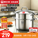 康巴赫德系蒸锅316L加厚不锈钢多功能汤蒸锅双层蒸炖煮大容量24cm