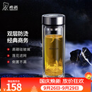 希诺（heenoor）双层玻璃杯男士办公泡茶杯送礼耐高温大容量水杯节日礼物礼盒 经典-适中适量345ml