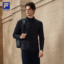 FILA【王安宇同款】斐乐男装针织长袖26冬新款健身运动加绒半拉链长T 深黑-BK 加绒 L 175/96A/L
