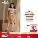 斐乐【杨幂同款】编织POLO衫｜FILA26秋季新款女士编织衫上衣短袖 钛白色-IV L 170/88A/L