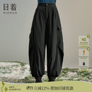 日着（rizhuo）寻游鹅绒工装裤2025新款冬季宽松休闲加厚保暖户外羽绒裤子女 屋木黑 M