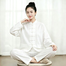 JEEP SPIRIT中式唐装禅服女中国风男装居士服打坐服古装汉服过寿生日喜庆服装 白色【雅奢甄选】 S