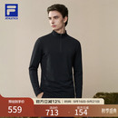 FILA斐乐针织长袖T恤26秋季新款男装健身运动半拉链基础运动上衣 深黑-BK XL 180/100A/XL