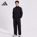 阿迪达斯（adidas）2026秋季新品运动套装健身跑步运动夹克直筒裤两件套 黑/灰 L