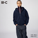 优衣库宽松连帽拉链运动开衫/长袖男装女装合作款/外套卫衣486300 486300/69藏青色 M