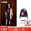 斐乐【杨幂同款】菱格羊毛POLO编织衫丨FILA官方26秋新款女子上衣 藏烟蓝-DB M 165/84A/M