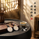 【2026新款】白色山鬼花钱K金饰品吊坠中式山花随身创意挂饰 民族风山鬼花钱钥匙扣