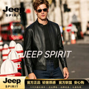 JEEP SPIRIT立领皮夹克外套海宁皮衣男士外套2026冬季加绒加厚机车服 黑色【奢级材质】 M 100-120斤【奢级材质】 48