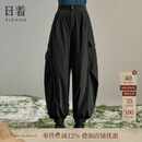 日着（rizhuo）寻游鹅绒工装裤2025新款冬季宽松休闲加厚保暖户外羽绒裤子女 屋木黑 M