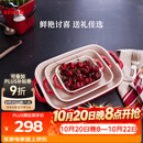 珐宝（staub）加厚方形烤盘3件套  27cm+20cm+14cm樱桃红 40508-162