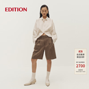 editionRED LABEL 2026秋季新款复古羊毛亚麻直筒西装短裤百搭EBF3SOT010 矿灰绿色 XS
