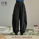 日着（rizhuo）寻游鹅绒工装裤2025新款冬季宽松休闲加厚保暖户外羽绒裤子女 屋木黑 M