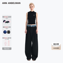 ANN ANDELMAN【王玉雯同款】官方直营 牛仔腰头拼接西裤直筒长裤 黑色 XS