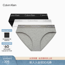 Calvin Klein内衣【棉质透气】女士三条装提花微弹ck舒适性感比基尼三角内裤女 MP1-太空黑/椰青灰/月光白 3条 M 尺码偏大，建议拍小一码